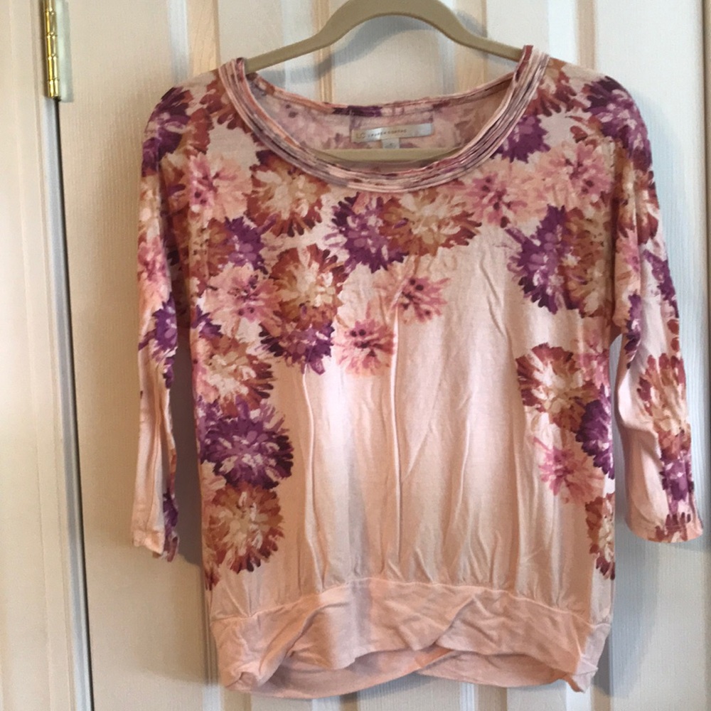 LC Lauren Conrad 3/4 Sleeve Floral Shirt
